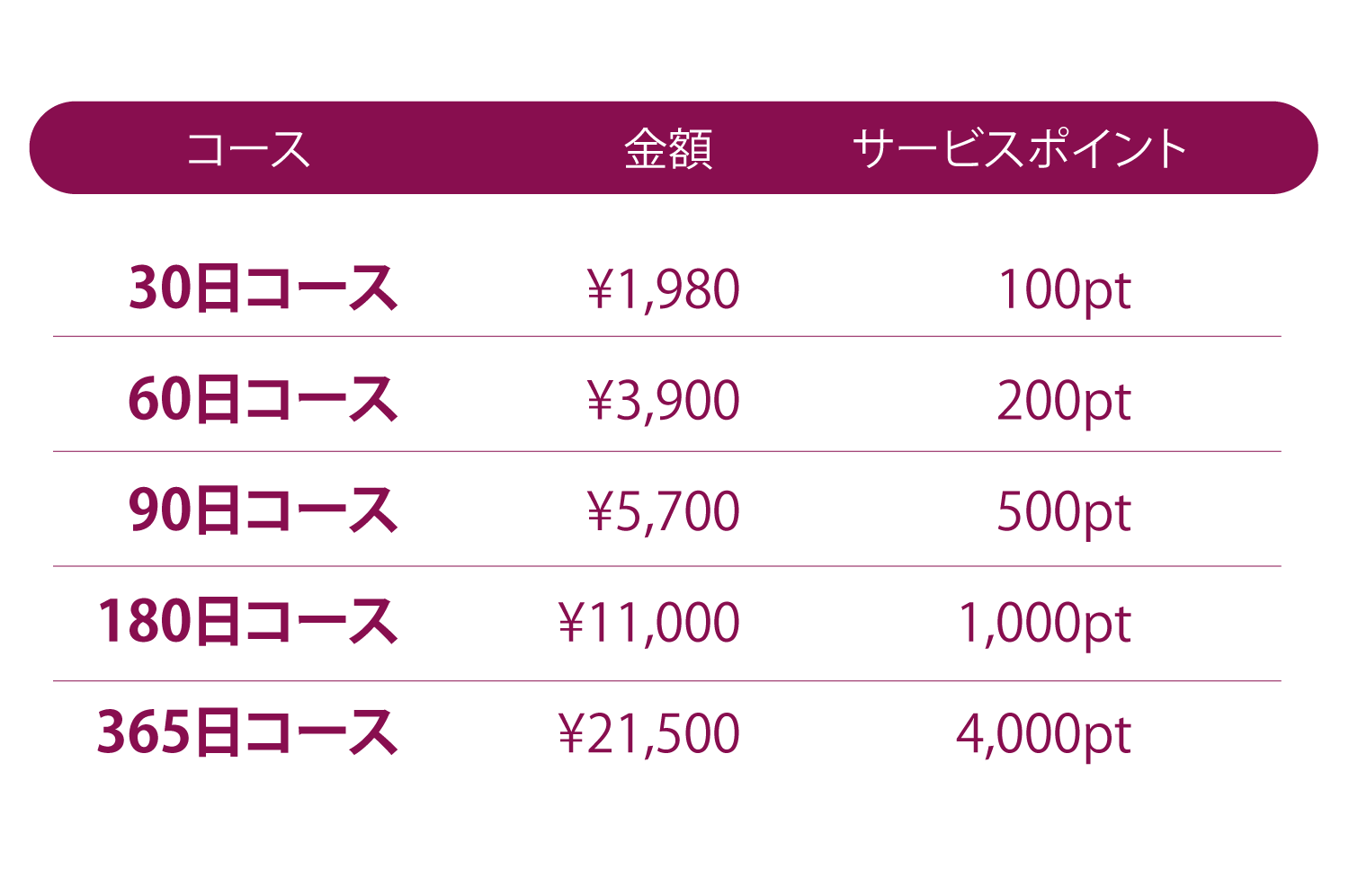 ご利用料金表